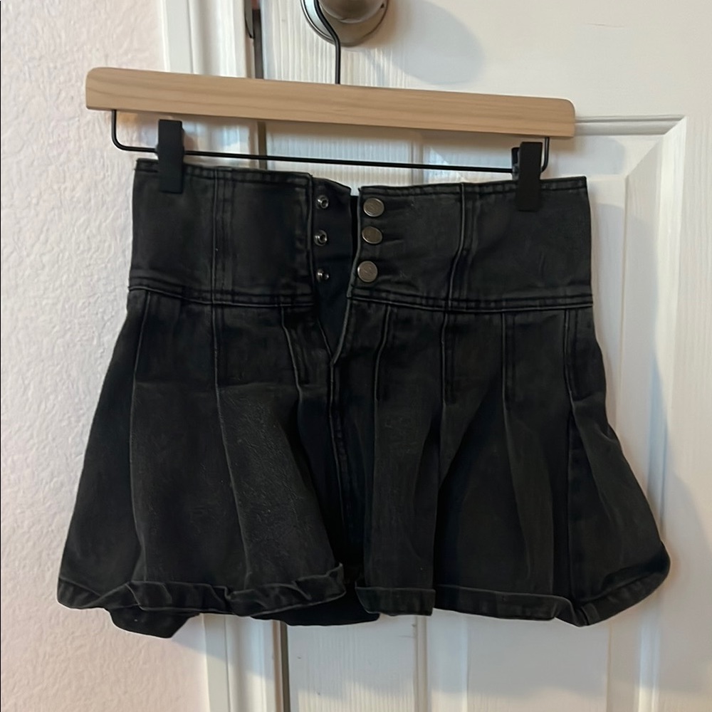 Black Denim Mini Skirt